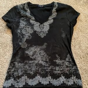 Seven 7 short sleeve black v neck shirt.  Size P/S